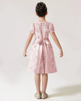 Blush Pink Lace A-line Girls Formal Dress Back View