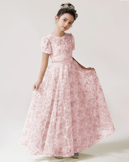 Blush Pink Lace Flower Girl Dress