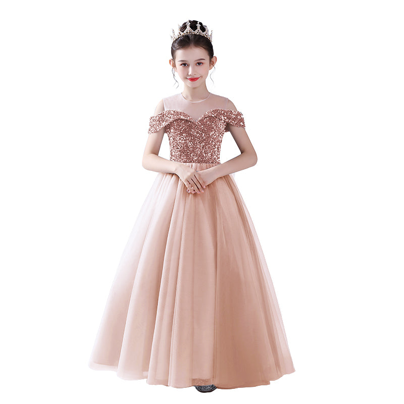 Off Shoulder Pageant Dresses For Teen Girls Sequins Long Evening Dress Flower Girls Dress Special Occasion dresses, Blush Pink / 4 Off Shoulder Pageant Dresses For Teen Girls Sequins Long Evening Dress Flower Girls Dress Special Occasion dresses, Blush Pink / 4
