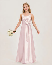 Blush Pink Satin Junior Bridesmaid Dress