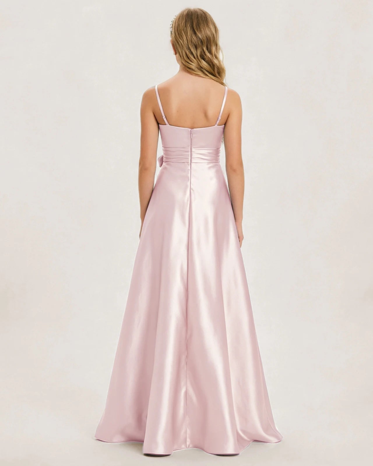 Blush Pink Satin Junior Bridesmaid Dress