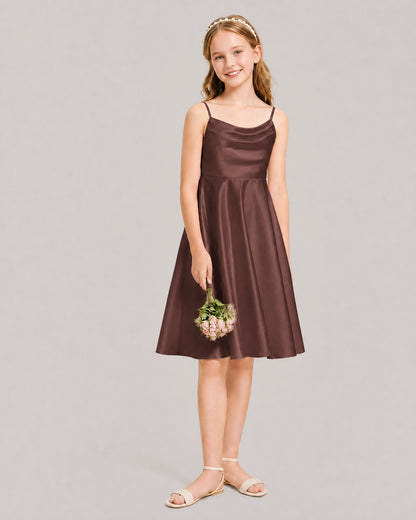 Brown Satin Short Flower Girl Dress 