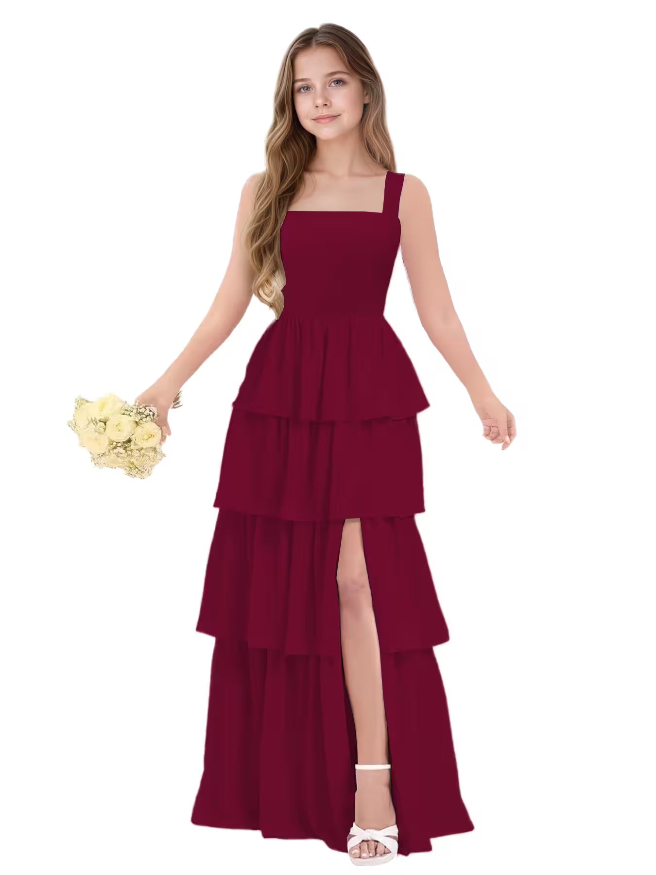 Burgundy Junior Bridesmaid Dress for Girls