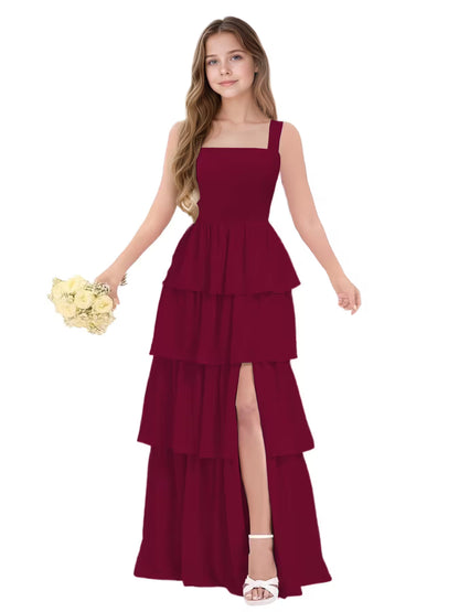 Burgundy Junior Bridesmaid Dress for Girls