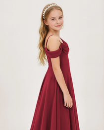 Burgundy Chiffon Junior Bridesmaid Dress