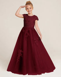 Dideyttawl Flower Girl Dresses White Puffy Tulle Princess Ball Gown