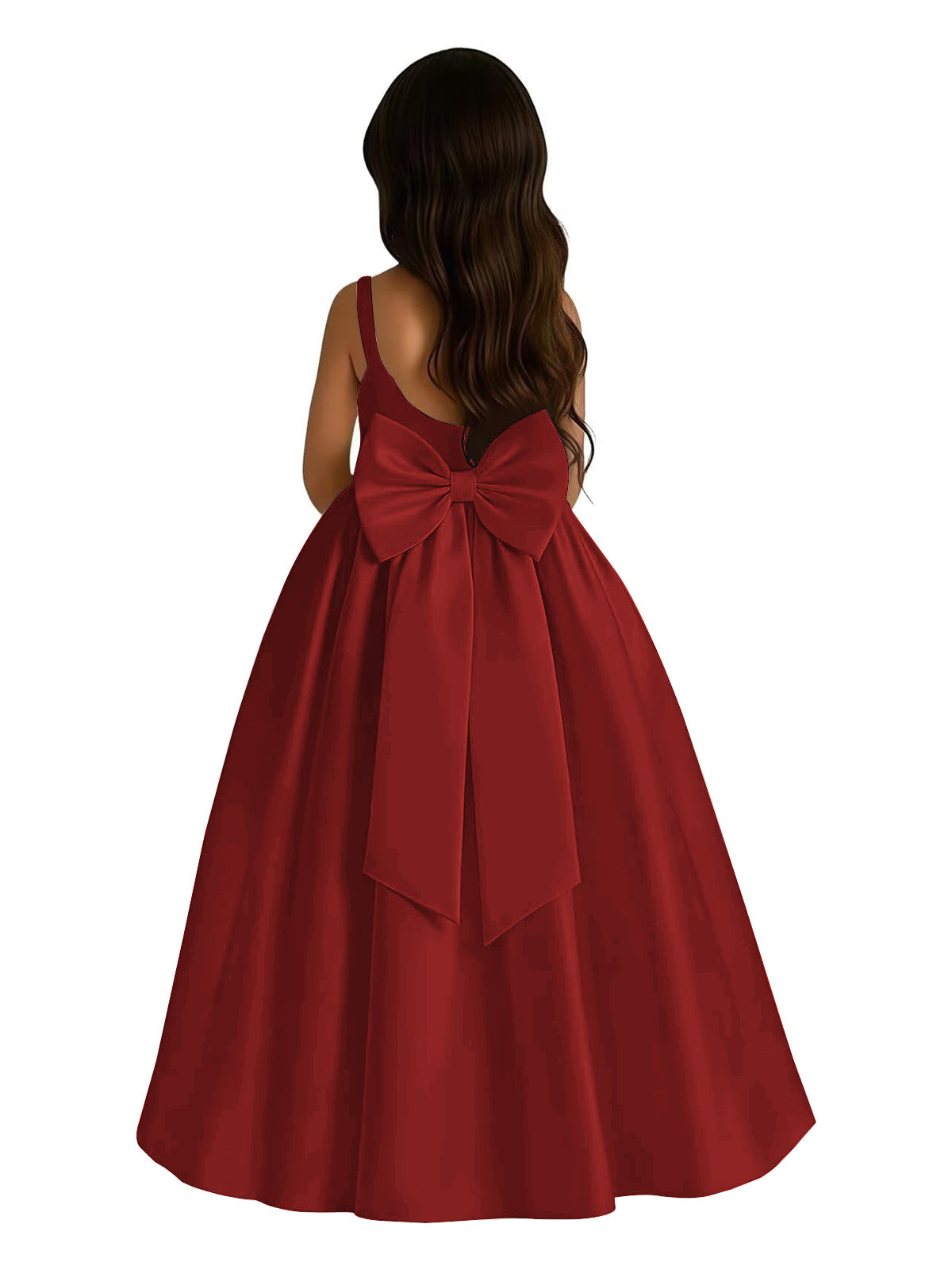 dideyttawl Satin Flower Girl Dresses with Bow Elegant Communion Dress for Girls A-Line Formal Party Gown with Bow