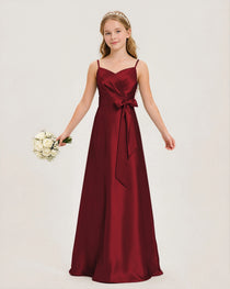 Burgundy Satin Junior Bridesmaid Dress