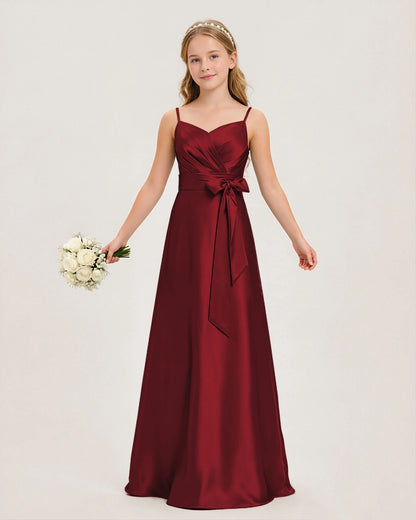 Burgundy Satin Junior Bridesmaid Dress