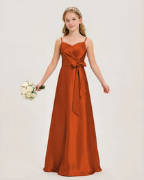 Burnt Orange Satin Junior Bridesmaid Dress