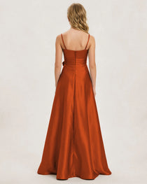 Burnt Orange Satin Junior Bridesmaid Dress
