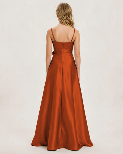 Burnt Orange Satin Junior Bridesmaid Dress