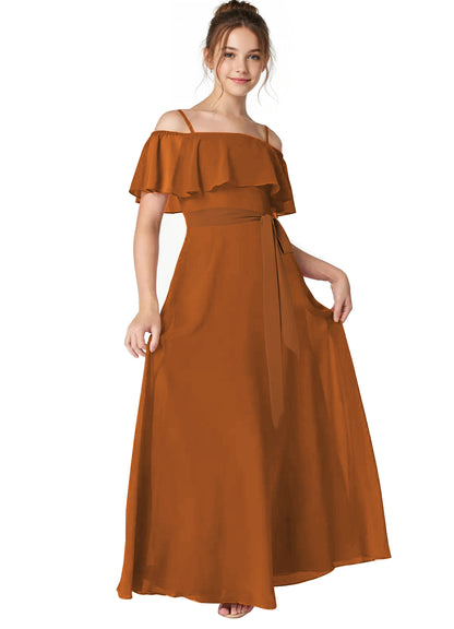 dideyttawl Spaghetti Straps Junior Bridesmaid Dresses for Wedding A-Line Chiffon Pageant Girls Formal Party Dress 003