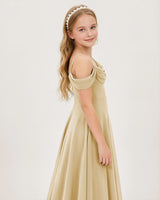Champagne Chiffon A-line Junior Bridesmaid Dress Side View