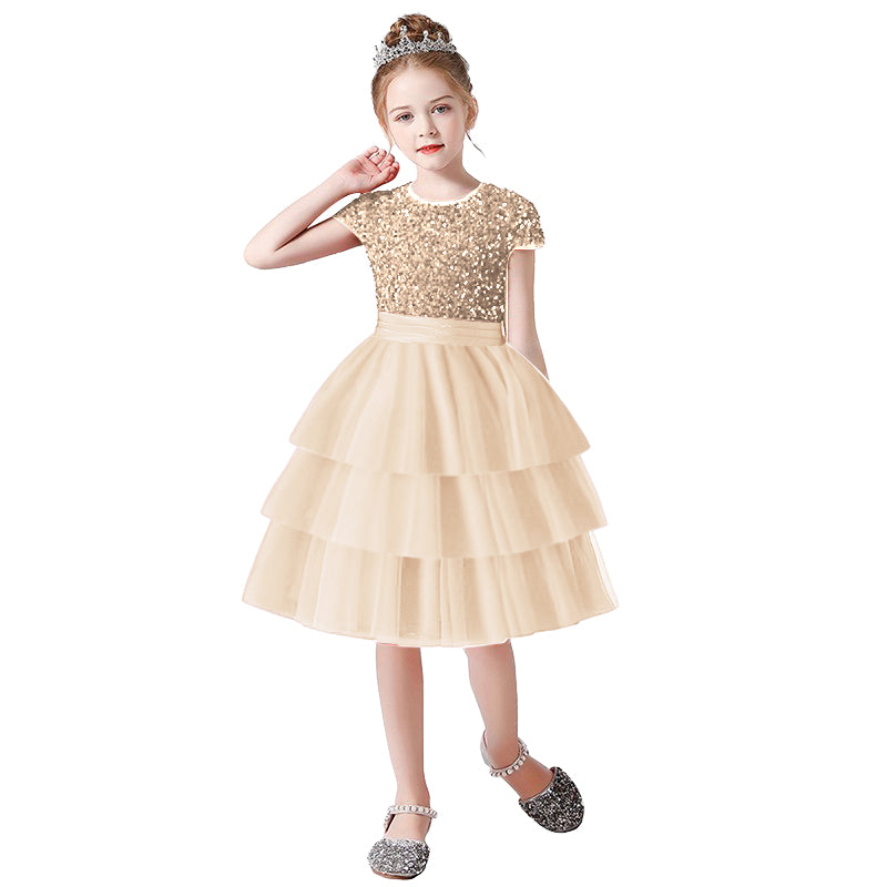 Dideyttawl Girls Burgundy Princess Dress Short Sleeve Tulle Ball Gown for Wedding Party