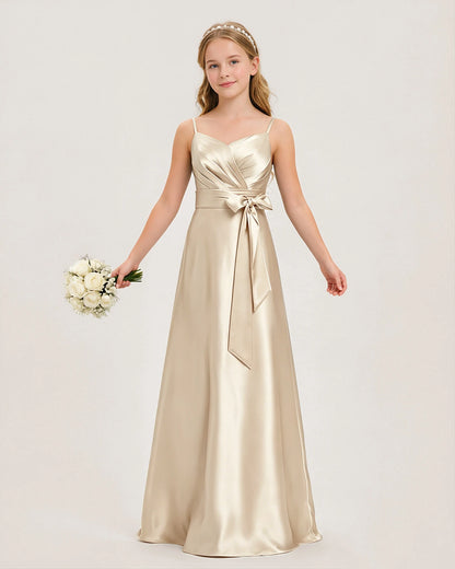 Champagne Satin Junior Bridesmaid Dress