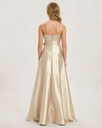 Champagne Satin Junior Bridesmaid Dress