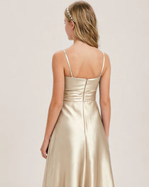 Champagne Satin Junior Bridesmaid Dress