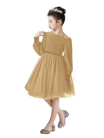long sleeve junior dresses Bridesmaid Dress | Flower Girls | Velvet Winter Dress Velvet Neckline Long Sleeve Graduation Dresses For