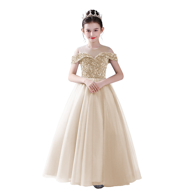 Off Shoulder Pageant Dresses For Teen Girls Sequins Long Evening Dress Flower Girls Dress Special Occasion dresses, Champagne / 8 Off Shoulder Pageant Dresses For Teen Girls Sequins Long Evening Dress Flower Girls Dress Special Occasion dresses, Champagne / 8