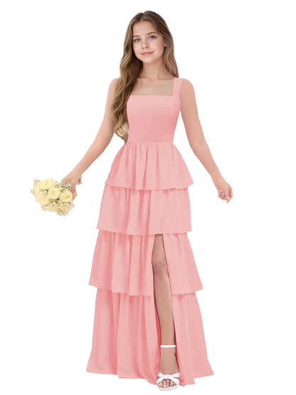 Coral Junior Bridesmaid Dress for Girls