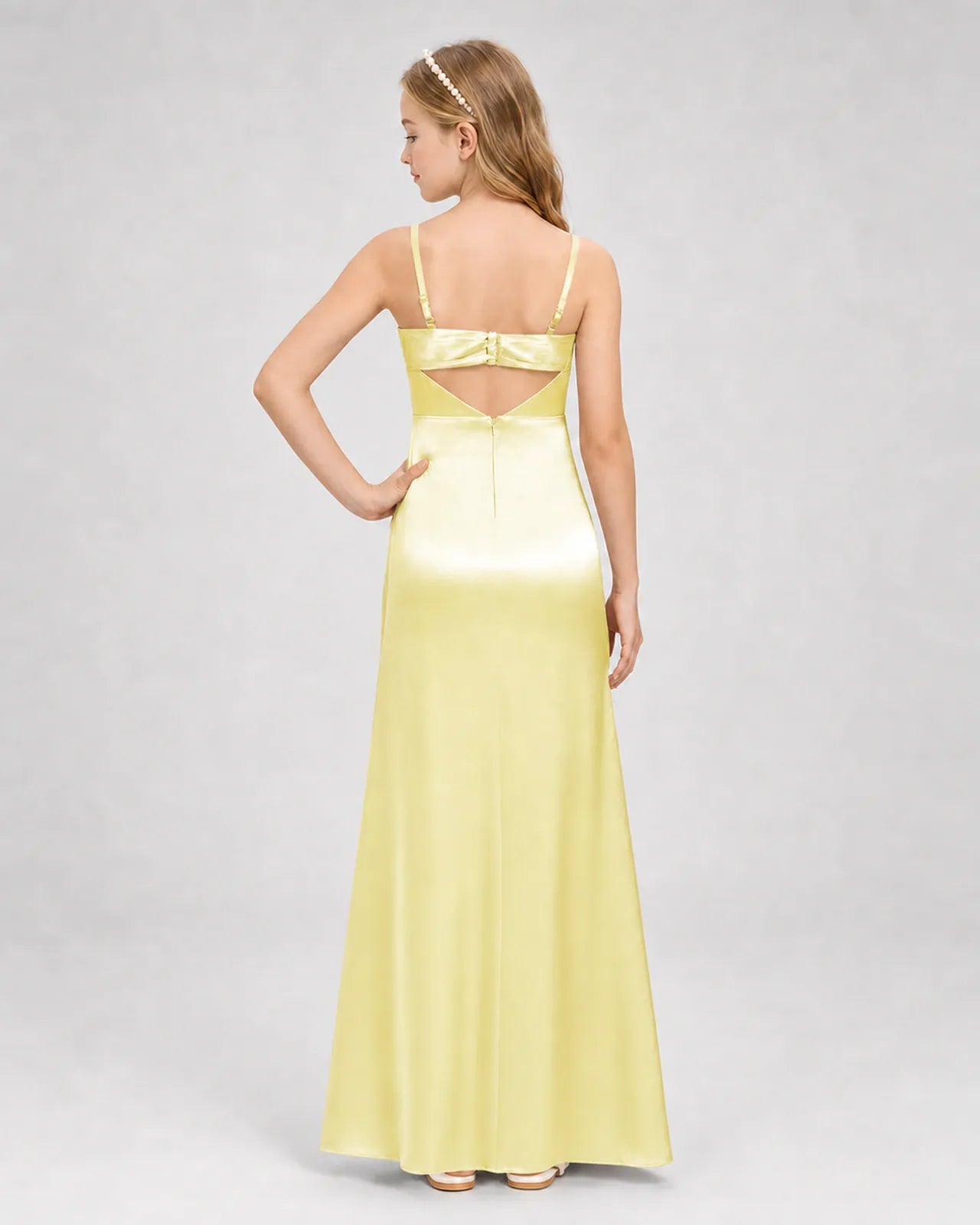 Daffodil Satin A-line Girls Formal Dress Back View