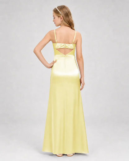 Daffodil Satin A-line Girls Formal Dress Back View
