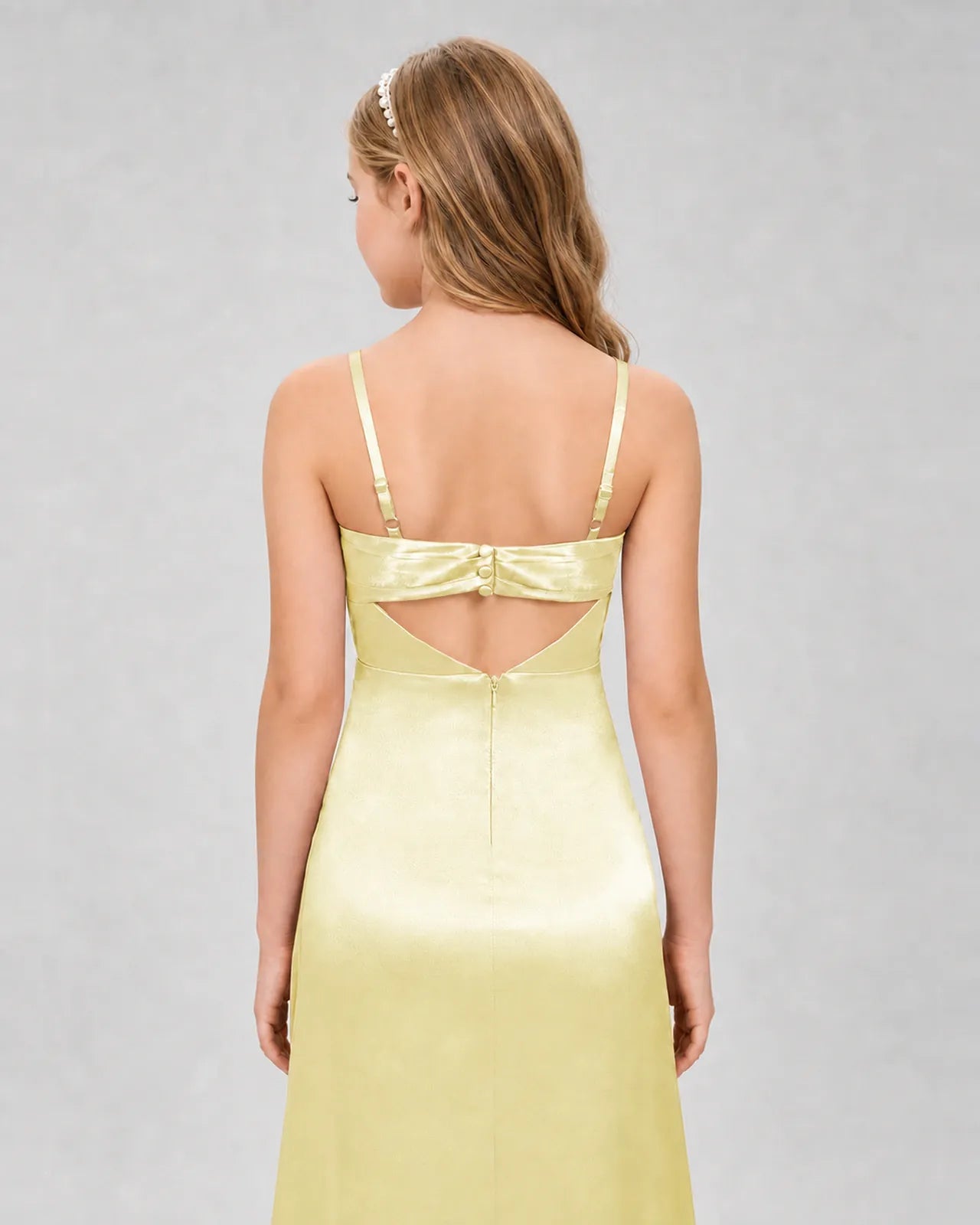 Daffodil Satin A-line Girls Formal Dress Back View