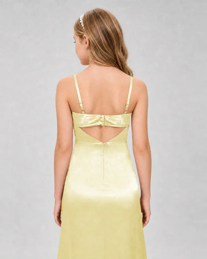 Daffodil Satin A-line Girls Formal Dress Back View