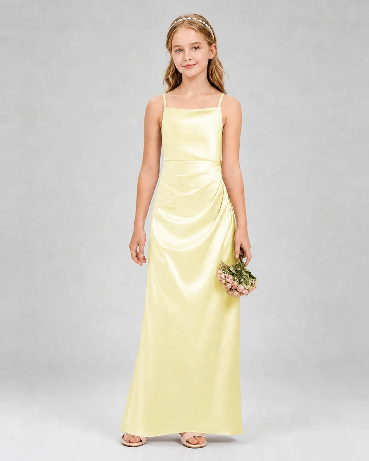Daffodil Satin A-line Girls Formal Dress Front View