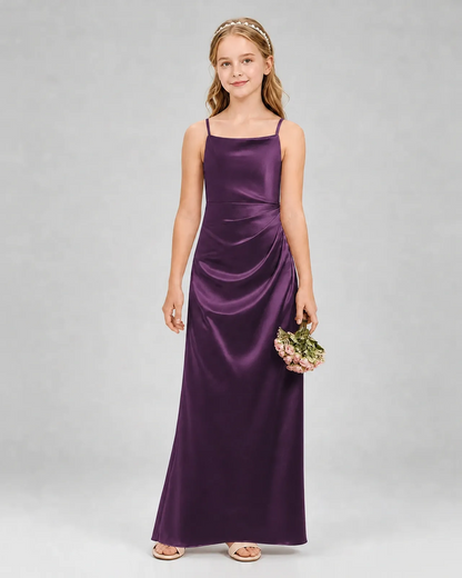 Grape Satin Sheath Girls Formal Dress Front View