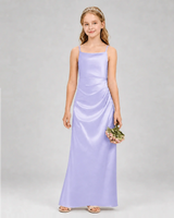 Lavender Satin A-line Girls Formal Dress Front View