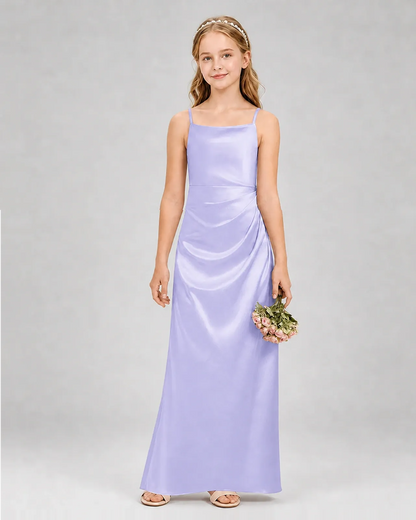 Lavender Satin A-line Girls Formal Dress Front View