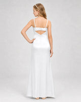 White Satin A-line Girls Formal Dress Back View