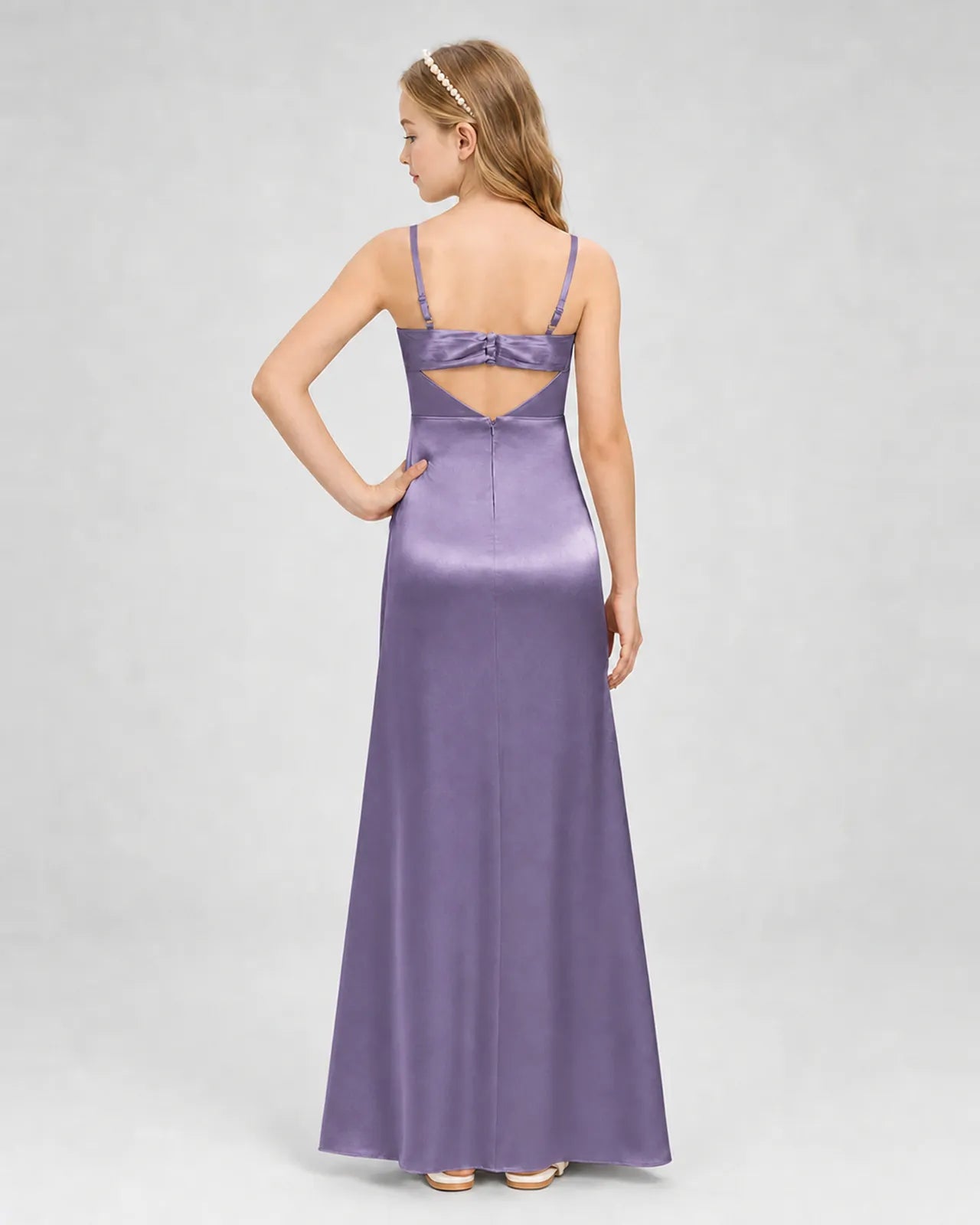 Wisteria Satin A-line Girls Formal Dress Back View