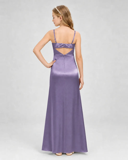 Wisteria Satin A-line Girls Formal Dress Back View