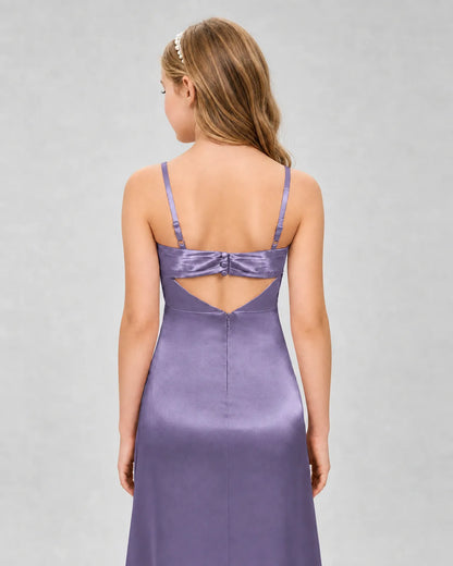 Wisteria Satin A-line Girls Formal Dress Back View