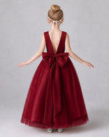 Windred Satin Tulle A-line Girls Formal Dress Back View