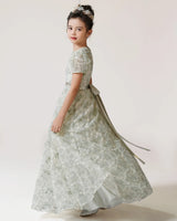 Sage Green Lace A-line Girls Formal Dress Side View