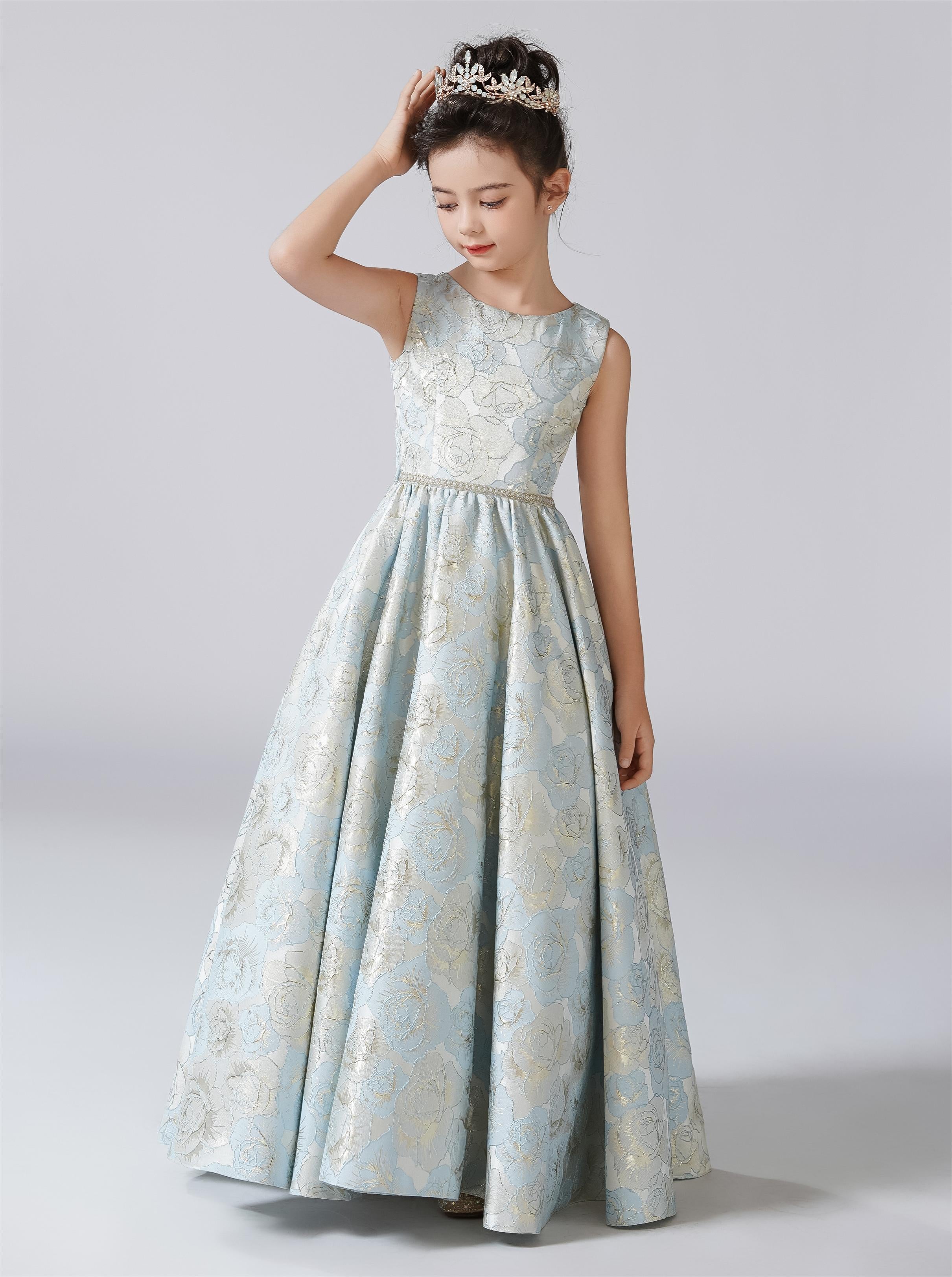 Dideyttawl Satin Girls Formal Dress for Wedding Pageant Special Occasion Ball Gown 750