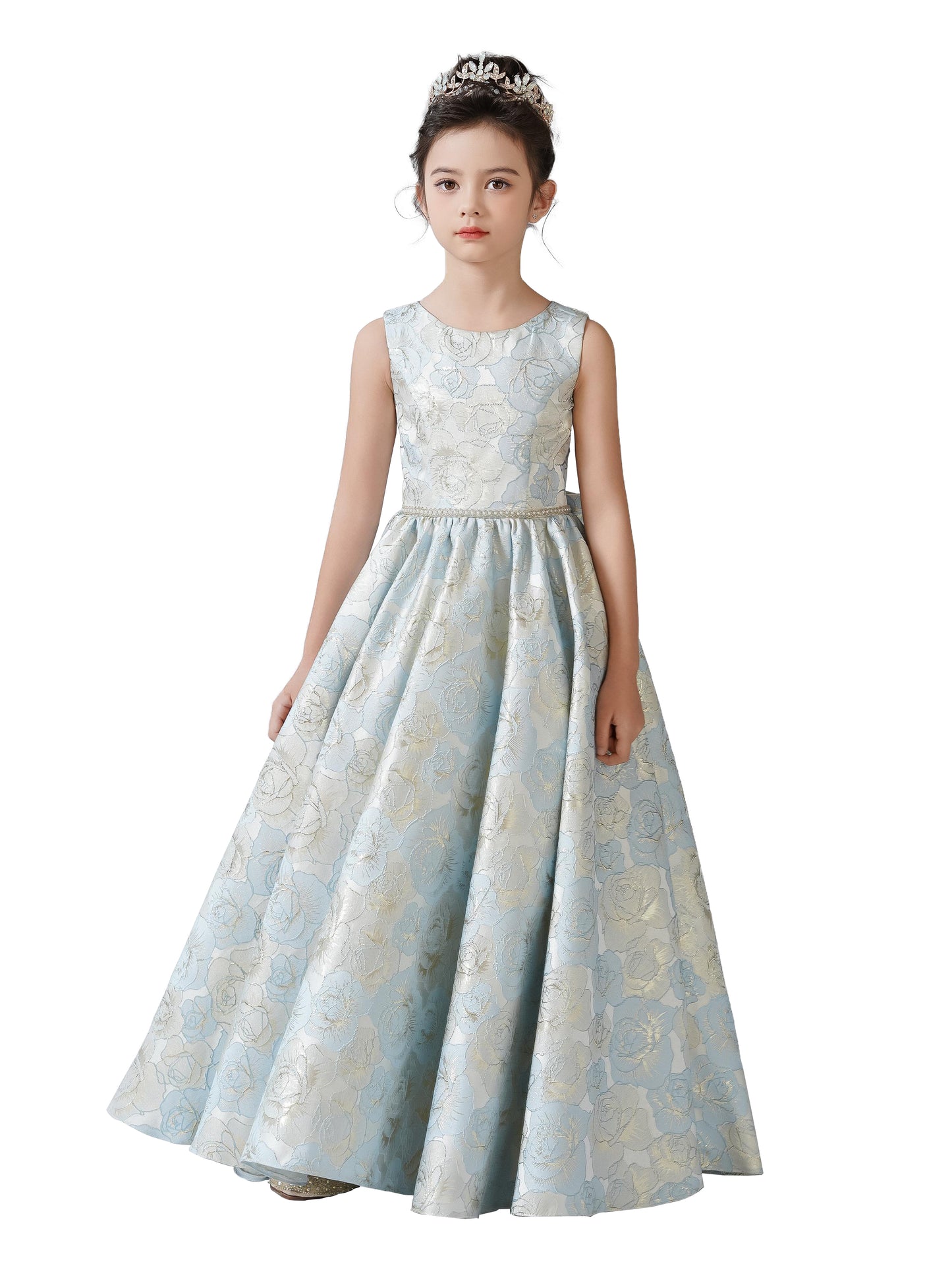 Satin Flower Girl Dress for Wedding First Communion Dress for Girls Sleeves Birthday Party Pageant Dress Prom Ball Gown
