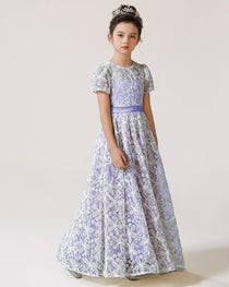 Dideyttawl Sage Green Flower Girl Dress 3D Embroidery Lace Appliqued Dress