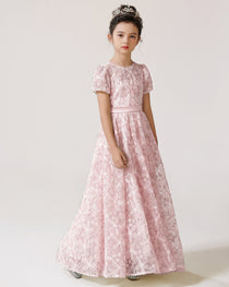 Blush Pink Lace Flower Girl Dress