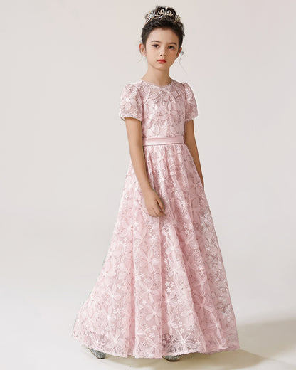 Blush Pink Lace Flower Girl Dress