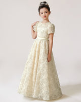 Ivory Lace A-line Girls Formal Dress Front View