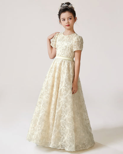 Champagne Lace Flower Girl Dress