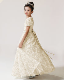 Champagne Lace Flower Girl Dress