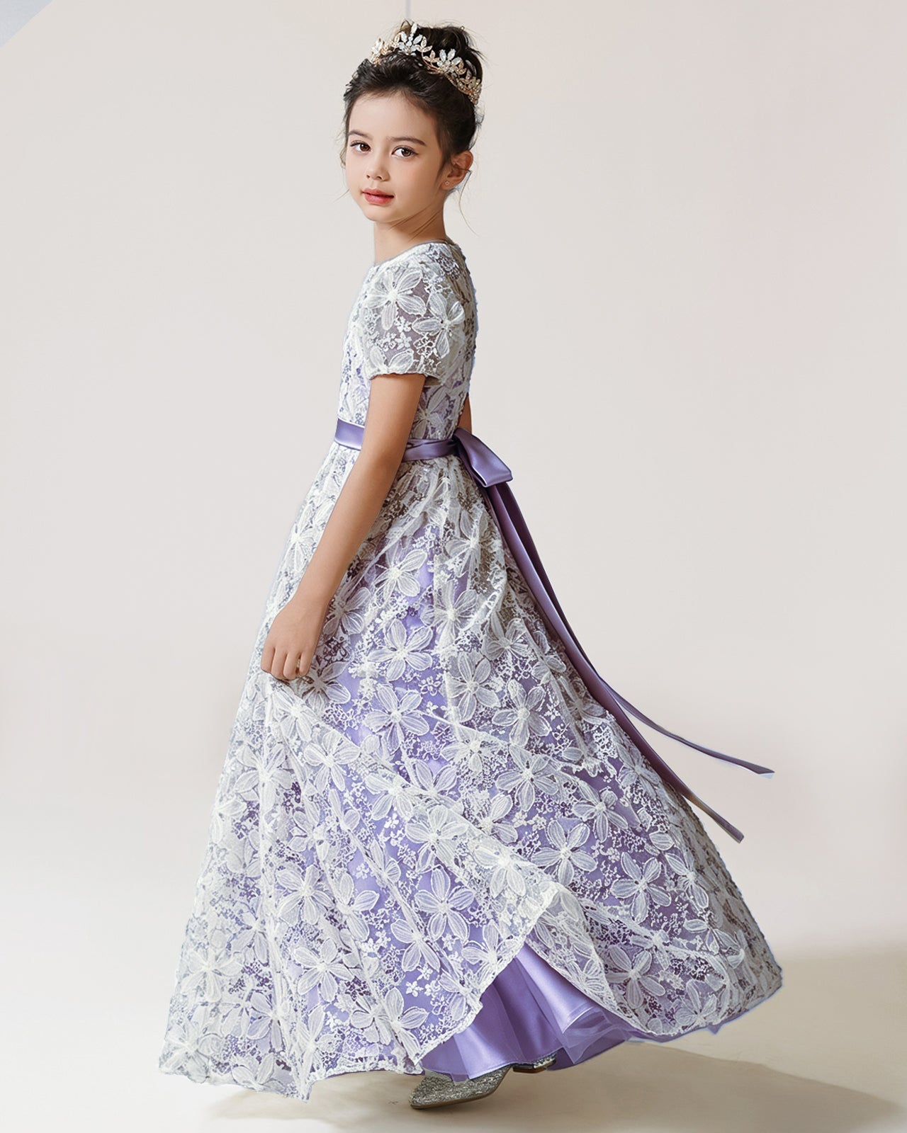 Lavender Lace Flower Girl Dress