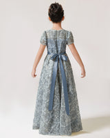 Sage Green Lace A-line Girls Formal Dress Back View