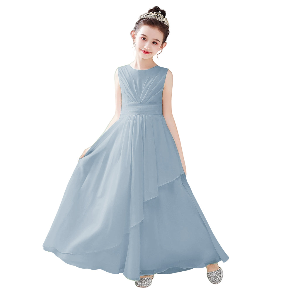 Dideyttawl Chiffon Flower Girl Dresses Wedding Junior Bridesmaid Evening Party Dress Girls Formal Gown Princess Pageant Dress, Dusty Blue / Customize Dideyttawl Chiffon Flower Girl Dresses Wedding Junior Bridesmaid Evening Party Dress Girls Formal Gown Princess Pageant Dress, Dusty Blue / Customize